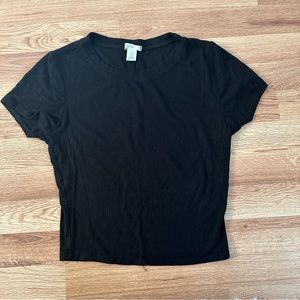 Bozzolo Ribbed Cropped Tee Black